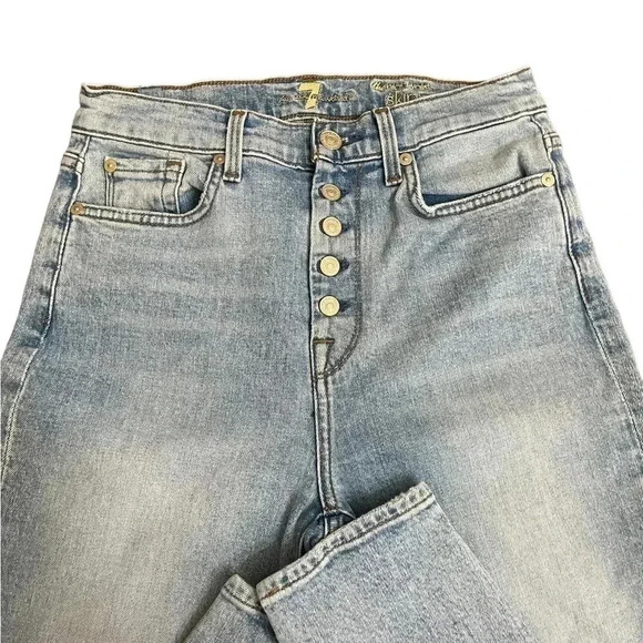 7 for all mankind High Waist Skinny Light Wash Button Fly Jeans Women’s size 27 - Picture 4 of 15